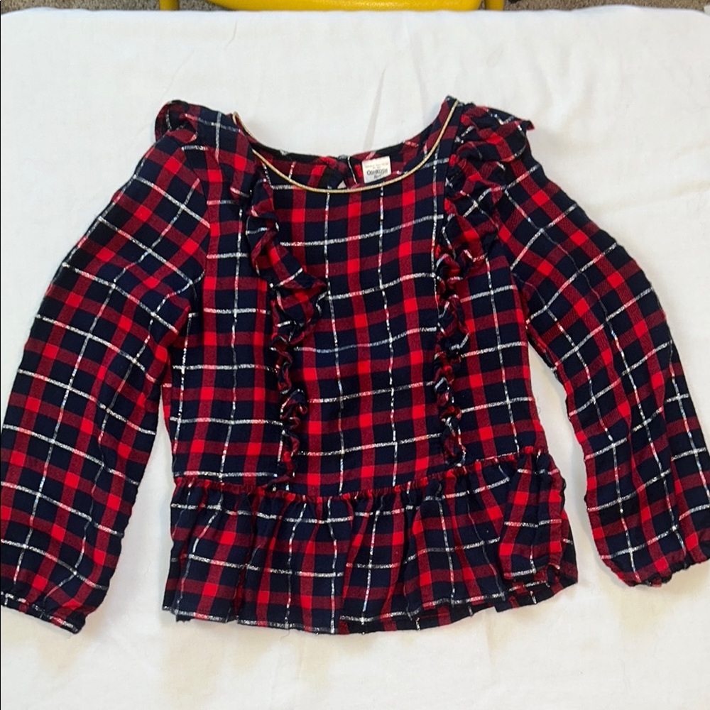 Last chance OshKosh B'gosh Plaid Ruffle Blouse